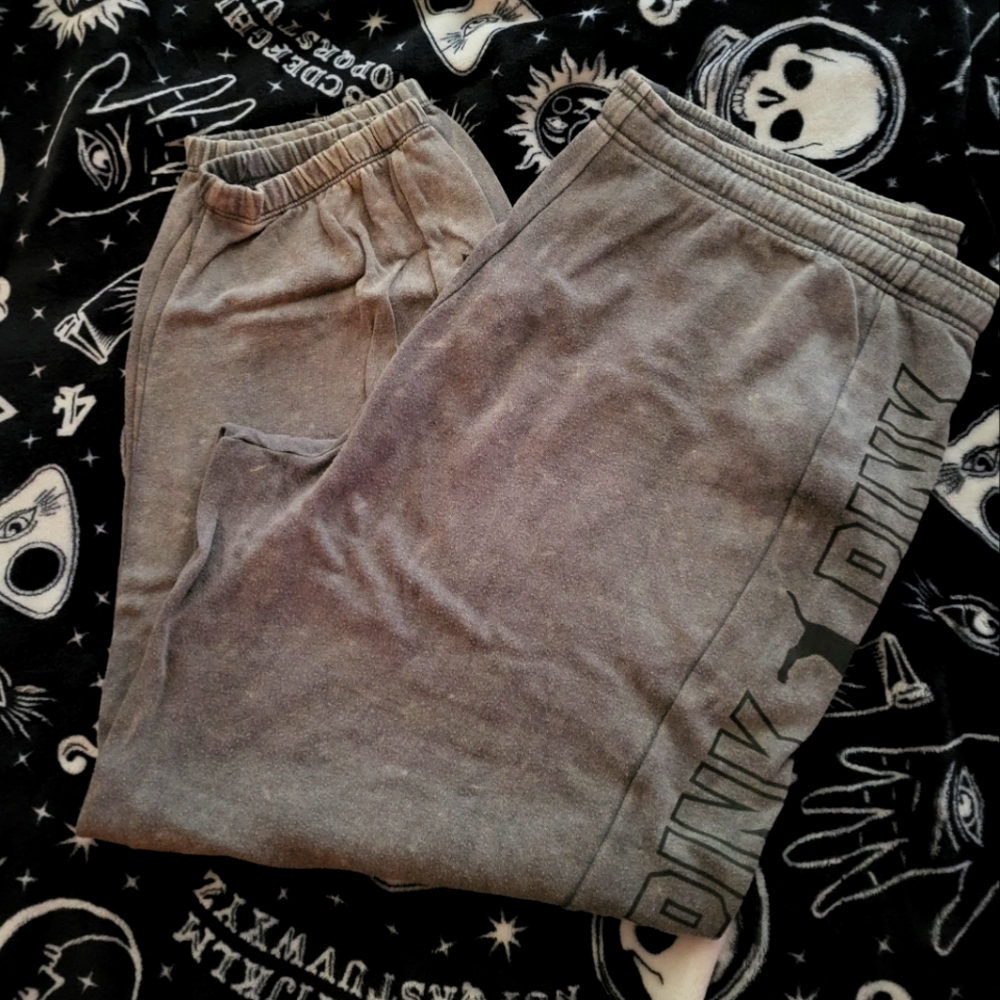 Vs Pink Campus Sweatpants~Rare Style~Size Large~Gray Acid Wash.